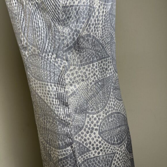 NWT Tory Burch Woman’s Bay Silk Blend Sheath Dress Gray Cream Metallic Gold $425 - Picture 6 of 10